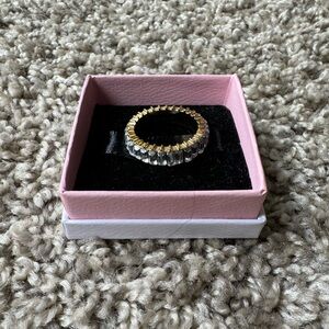 Bauble Bar Gold Ring with Cubic Zirconia Diamonds.